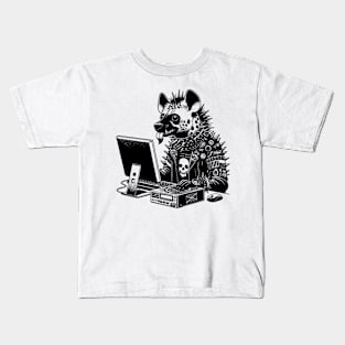 Punk Rock Goth Hyena on Computer Vintage Style Kids T-Shirt